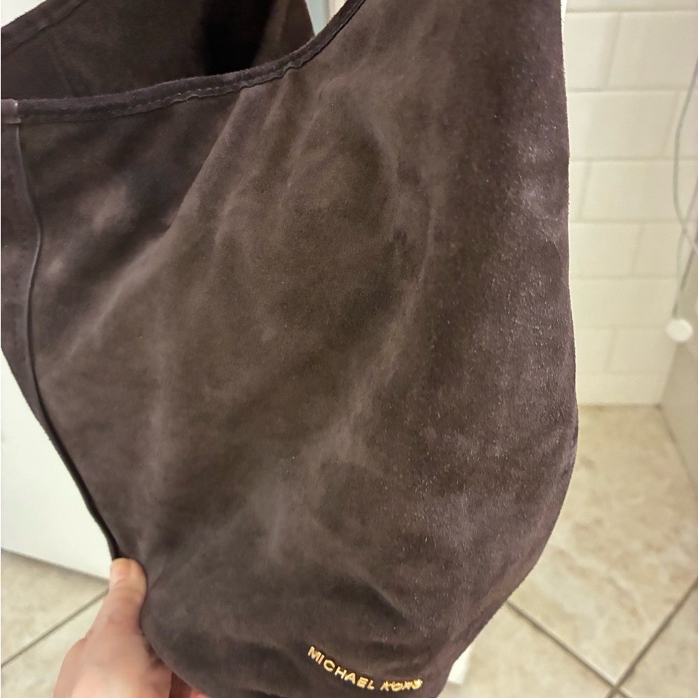 Michael Kors Dark Brown Suede Sonny Hobo Bag - Picture 2 of 7